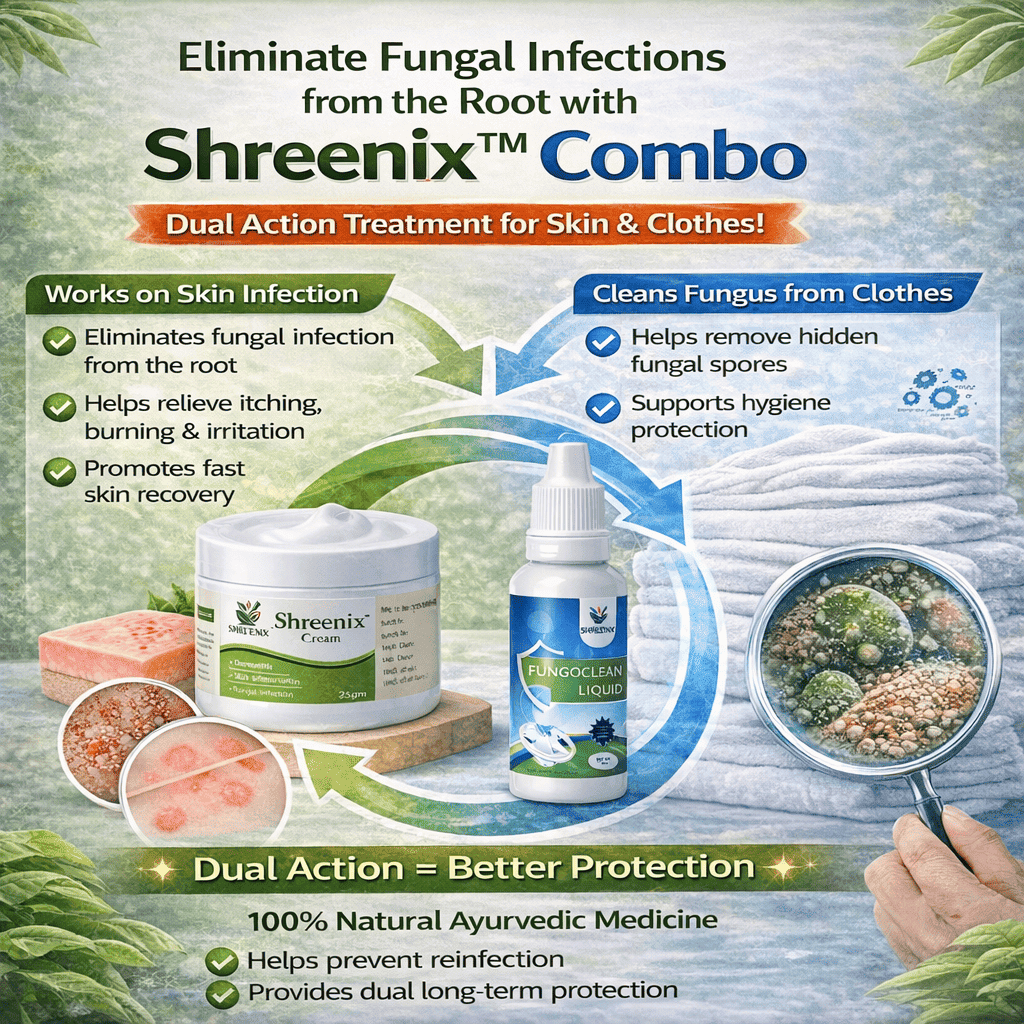 Shreenix Ayurvedic antifungal cream and fungoclean liquid for daad khaj khujli fungal infection skin and clothes hygiene solution