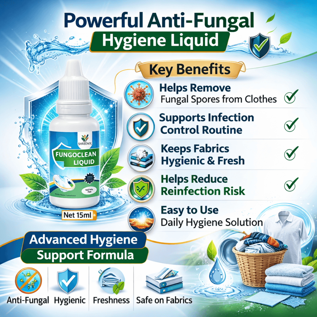 Shreenix Ayurvedic Antifungal Liquid for fungal infection daad khaj khujli treatment