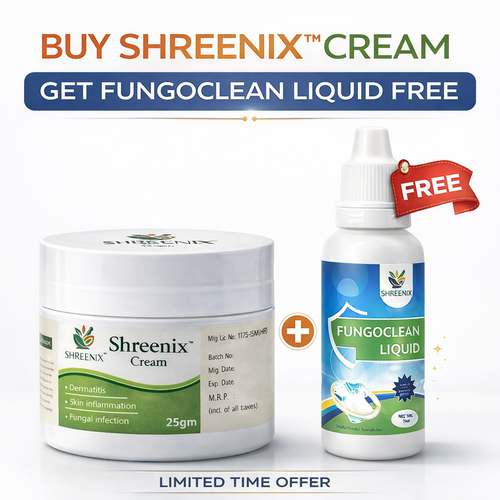 Shreenix Ayurvedic Cream with Fungoclean Liquid for skin and clothes fungal infection care
